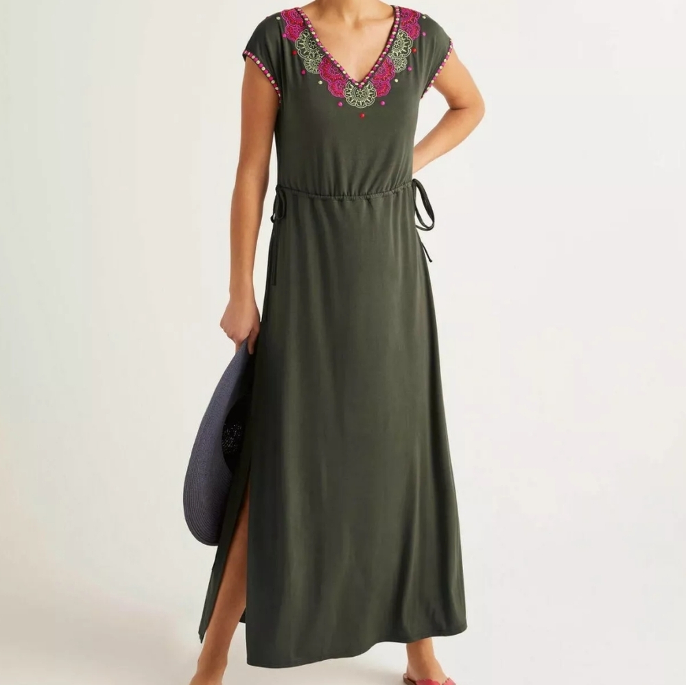 Boden Embroidered Knit Maxi Dress